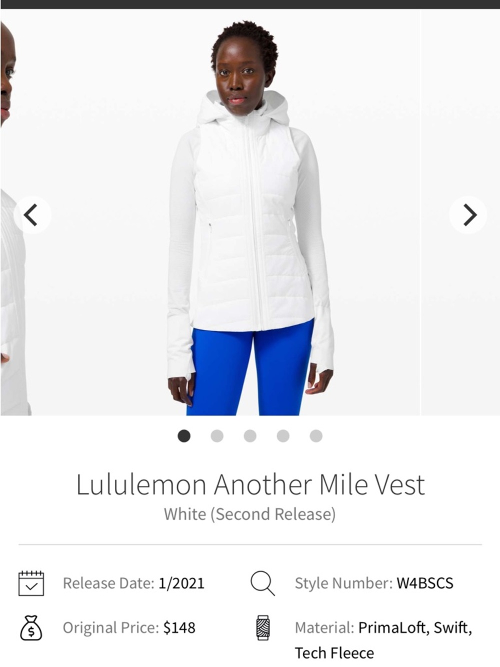 lululemon athletica White Puffer Vest with Hood